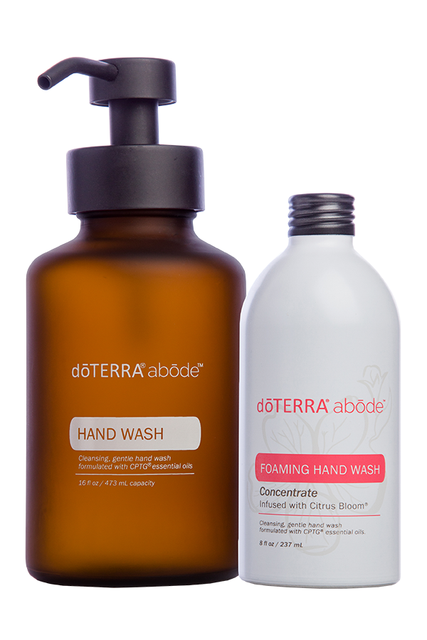dōTERRA Abōde Hand Wash with Citrus Bloom in decorative dispenser